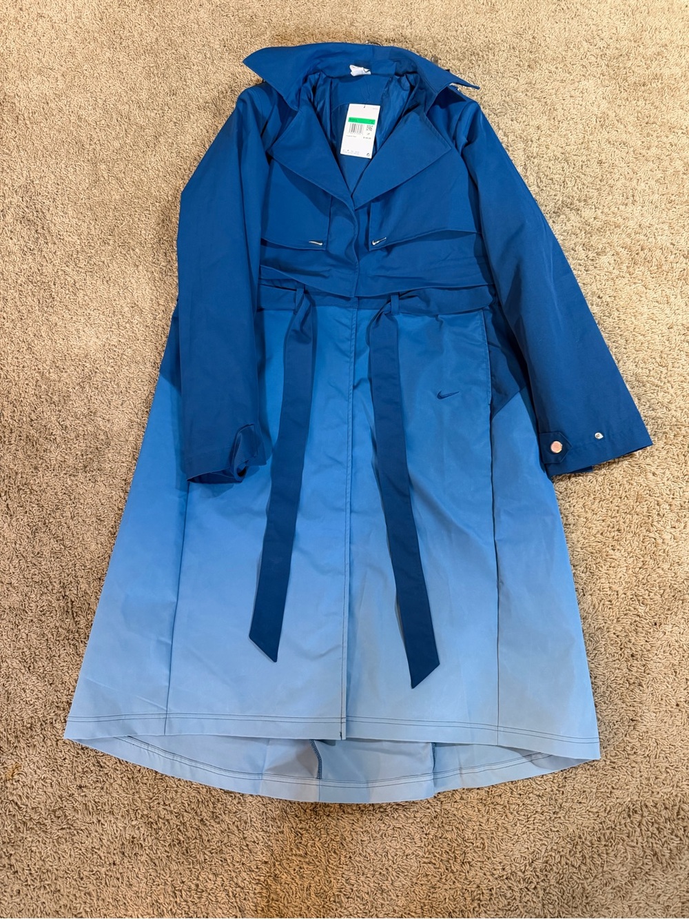 Nike Serena Williams Design Crew Blue Ombre Belted Trench Coat Women’s XL NWT